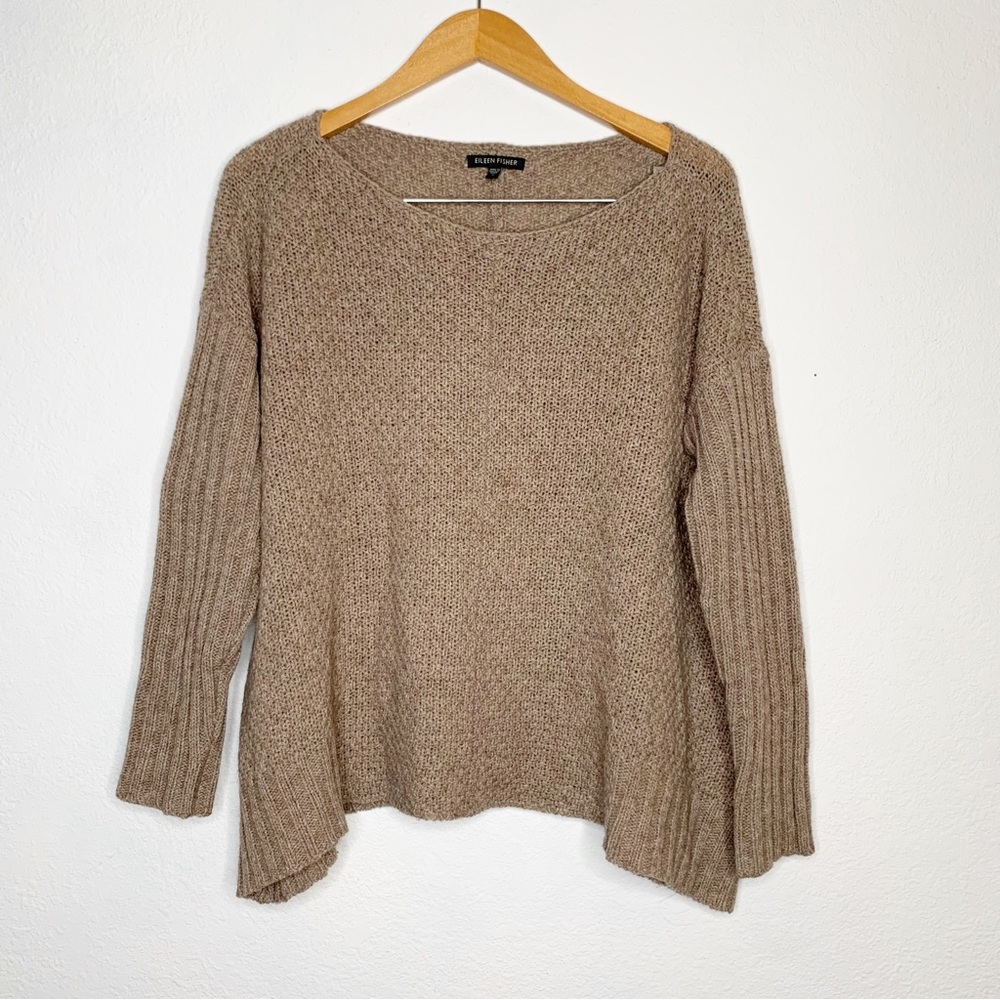 Eileen Fisher Sweater Yak Wool Pullover Chunky Knit Neutral Lagenlook Size S